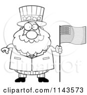 Poster, Art Print Of Black And White Chubby Uncle Sam With An American Flag