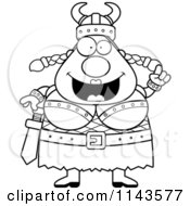 Poster, Art Print Of Black And White Chubby Female Viking With An Idea