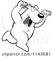 Cartoon Clipart Of A Black And White Polar Bear Attacking Vector Outlined Coloring Page