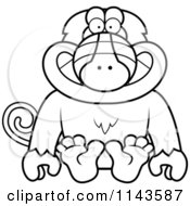 Poster, Art Print Of Black And White Sitting Baboon Monkey