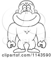 Cartoon Clipart Of A Black And White Bigfoot Sasquatch Vector Outlined Coloring Page by Cory Thoman