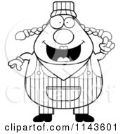 Cartoon Clipart Of A Black And White Smart Female Train Engineer Vector Outlined Coloring Page