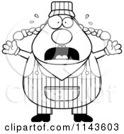 Cartoon Clipart Of A Black And White Stressed Female Train Engineer Vector Outlined Coloring Page