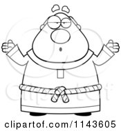 Poster, Art Print Of Black And White Shrugging Chubby Monk