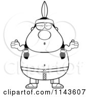 Poster, Art Print Of Black And White Chubby Native American Man Shrugging