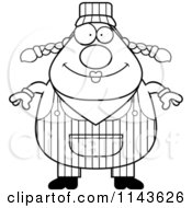 Cartoon Clipart Of A Black And White Happy Female Train Engineer Vector Outlined Coloring Page