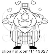 Cartoon Clipart Of A Black And White Loving Female Train Engineer Vector Outlined Coloring Page