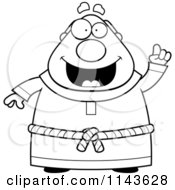Cartoon Clipart Of A Black And White Chubby Monk With An Idea Vector Outlined Coloring Page by Cory Thoman