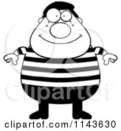Cartoon Clipart Of A Black And White Chubby Mime Vector Outlined Coloring Page