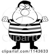 Cartoon Clipart Of A Black And White Angry Chubby Mime Vector Outlined Coloring Page by Cory Thoman