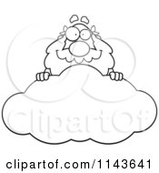 Cartoon Clipart Of A Black And White Greek Man Behind A Cloud Vector Outlined Coloring Page