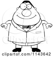 Cartoon Clipart Of A Black And White Plump Groom Vector Outlined Coloring Page