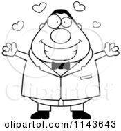 Cartoon Clipart Of A Black And White Loving Plump Groom Vector Outlined Coloring Page