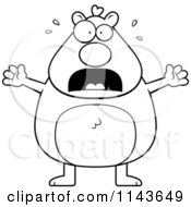 Cartoon Clipart Of A Black And White Scared Hamster Vector Outlined Coloring Page