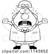Cartoon Clipart Of A Black And White Screaming Irish Leprechaun Man Vector Outlined Coloring Page
