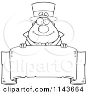 Poster, Art Print Of Black And White Chubby Magician Over A Blank Parchment Banner