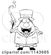 Poster, Art Print Of Black And White Chubby Magician Holding A Magic Wand