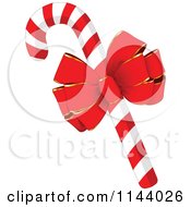 Poster, Art Print Of Christmas Peppermint Candy Cane With A Red Bow