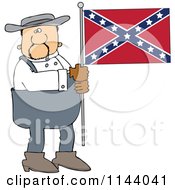Poster, Art Print Of Southern Man Holding A Confederate Flag