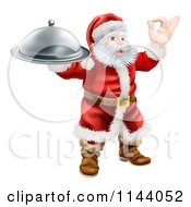 Poster, Art Print Of Santa Gesturing Ok And Holding A Cloche