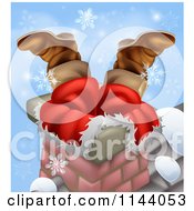 Poster, Art Print Of Santas Legs Sticking Out From A Chimney With Snowflakes