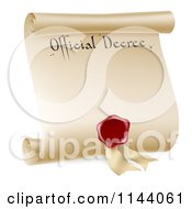Paper Scroll Official Decree And Red Wax Seal