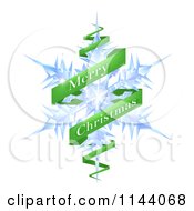 Clipart Of A Merry Christmas Greeting Banner Around A Snowflake Royalty Free Vector Illustration