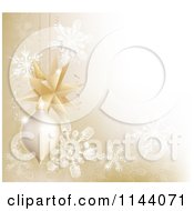 Poster, Art Print Of Golden Christmas Bauble And Snowflake Background With Copyspace