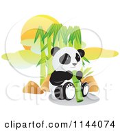 Poster, Art Print Of Cute Panda Eating In Front Of Bamboo