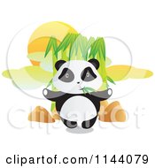 Poster, Art Print Of Cute Panda Standing And Eating Bamboo
