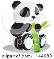 Poster, Art Print Of Cute Panda With A Large Bamboo Stalk