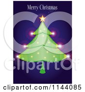 Poster, Art Print Of Merry Christmas Greeting Over A Sparkly Tree On Blue