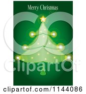 Poster, Art Print Of Merry Christmas Greeting Over A Sparkly Tree On Green