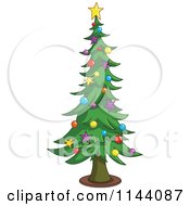 Poster, Art Print Of Tall Christmas Tree With Star And Bauble Ornaments