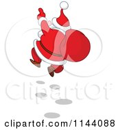 Poster, Art Print Of Santa Cheerfully Skipping With A Sack