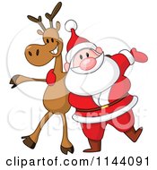 Poster, Art Print Of Santa With A Cheerful Reindeer