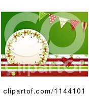 Poster, Art Print Of Christmas Tag With Stacked Papers A Bow Buttons And Banners
