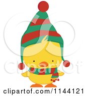 Poster, Art Print Of Cute Christmas Duckling Or Chick In A Scarf And Hat 1