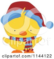 Cute Christmas Duckling Or Chick In A Scarf And Hat 2