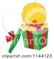 Poster, Art Print Of Cute Christmas Duckling Or Chick In A Gift Box