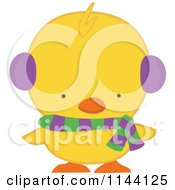 Cute Christmas Duckling Or Chick In A Scarf And Ear Muffs