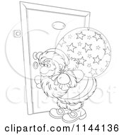 Poster, Art Print Of Outlined Santa Peeking Through A Door Key Hole