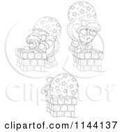 Poster, Art Print Of Outlined Santas And Chimneys