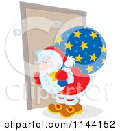 Poster, Art Print Of Santa Peeking Through A Door Key Hole