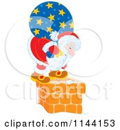 Poster, Art Print Of Santa With His Bag Standing On And Looking Down A Chimney