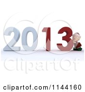 Poster, Art Print Of 3d Christmas Elf Pushing New Year 2013 Numbers Together