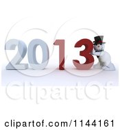 Poster, Art Print Of 3d Snowman Pushing New Year 2013 Numbers Together