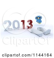 Poster, Art Print Of 3d Owl Over A New Year 2013 And Knocked Down 12