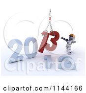 Poster, Art Print Of 3d New Year Robot Replacing 2012 With 2013