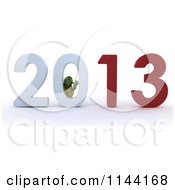 Clipart Of A 3d Tortoise Playing In New Year 2013 Royalty Free CGI Illustration